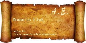 Anderle Elek névjegykártya